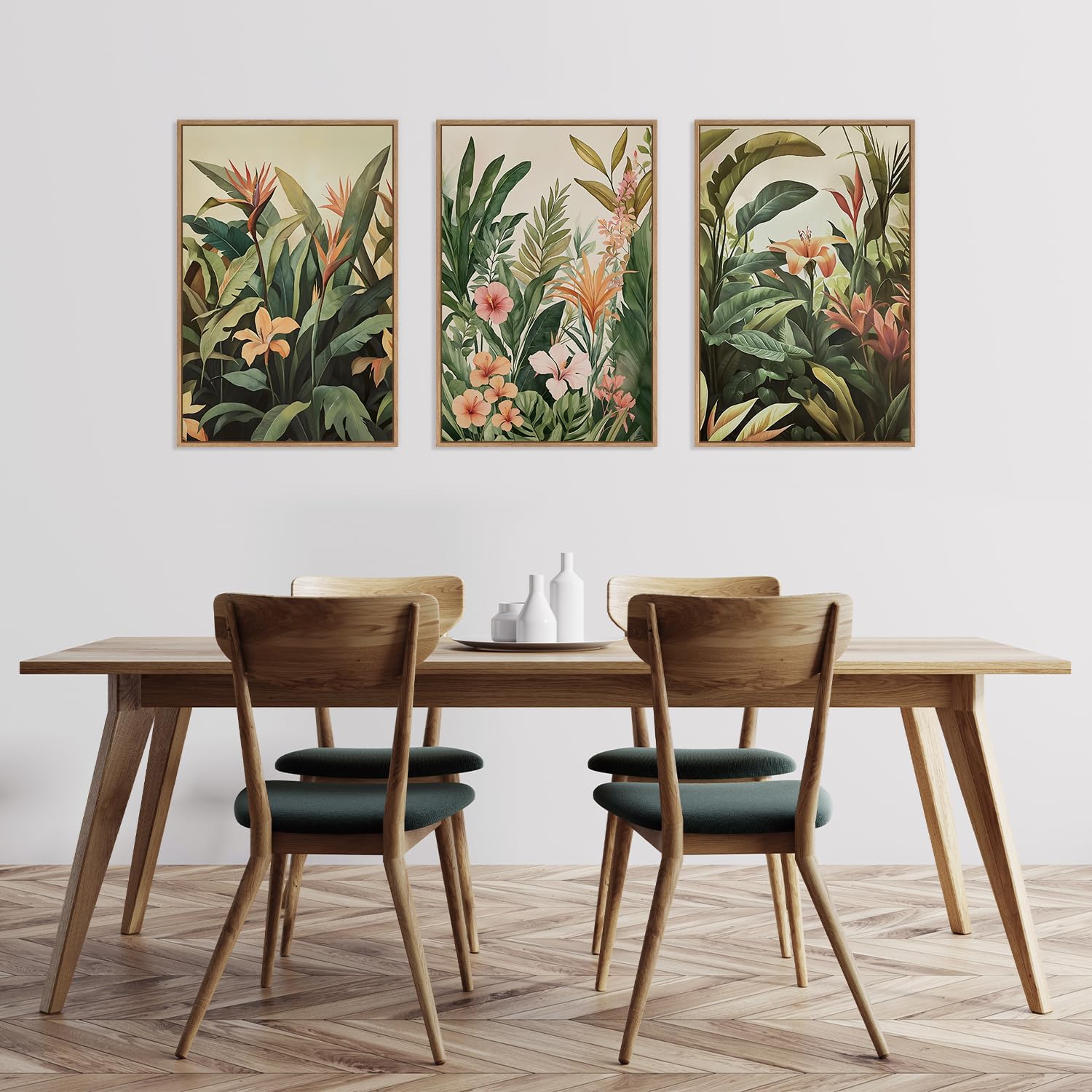 Live Plant Fertilizer - 3pcs/set frameless Canvas Painting Minimalist Green