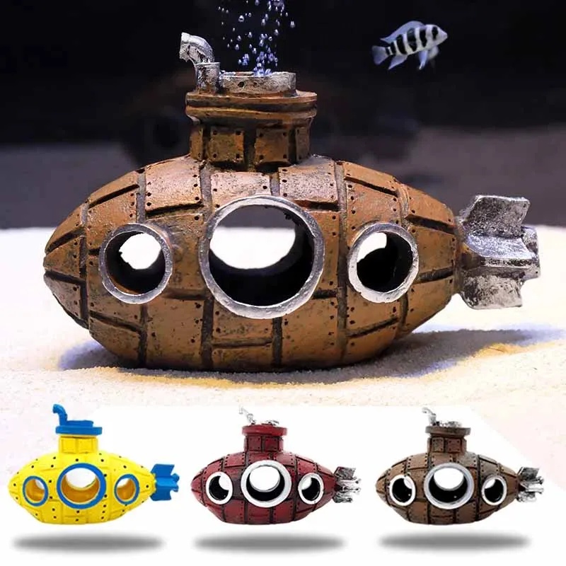 Resin Submarine Ornaments Aqua - Aquarium Fish Hideout 评论和价格