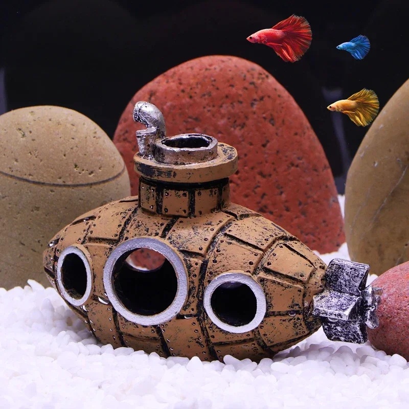 Resin Submarine Ornaments Aqua - Aquarium Fish Hideout 评论和价格